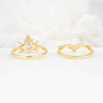Vintage Floral Split Shank Kite Cut Moissanite Bridal Ring Set - Additional view