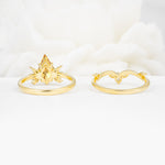 Vintage Floral Split Shank Kite Cut Citrine Bridal Ring Set - Additional view