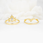 Vintage Floral Split Shank Kite Cut Lab Diamond Bridal Ring Set - Additional view