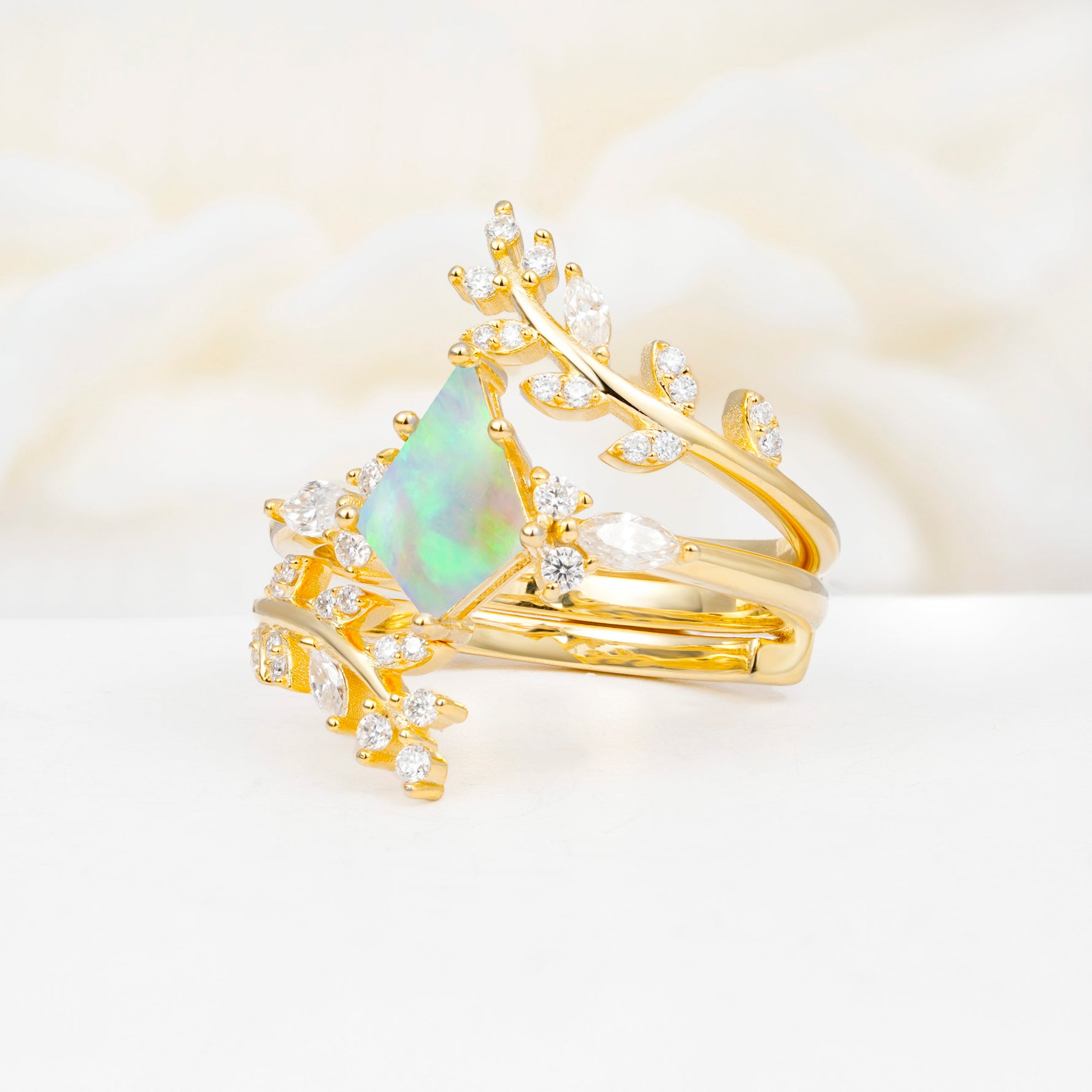 SR17091 Fire Opal Ring - White-Gold