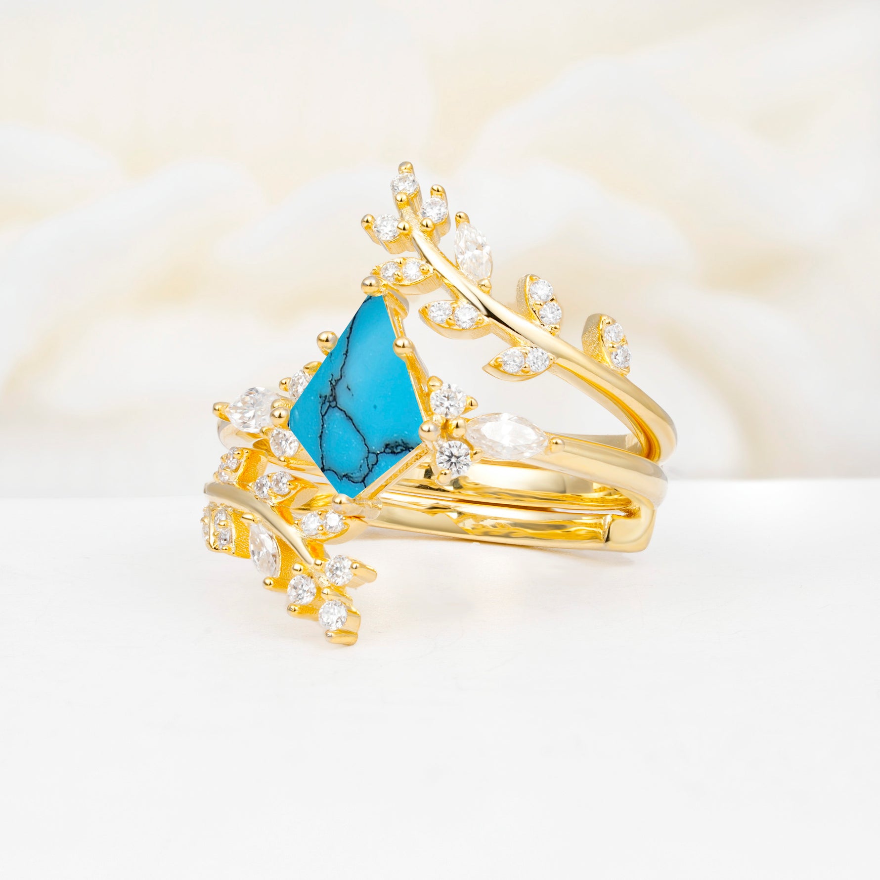 SR17091 Turquoise Ring - White-Gold