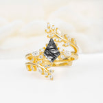 SR17091 Black Rutilated Quartz Ring - Yellow-Gold
