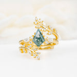 SR17091 Moss Agate Ring - Yellow-Gold