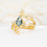 SR17091 Moss Agate Ring - White-Gold