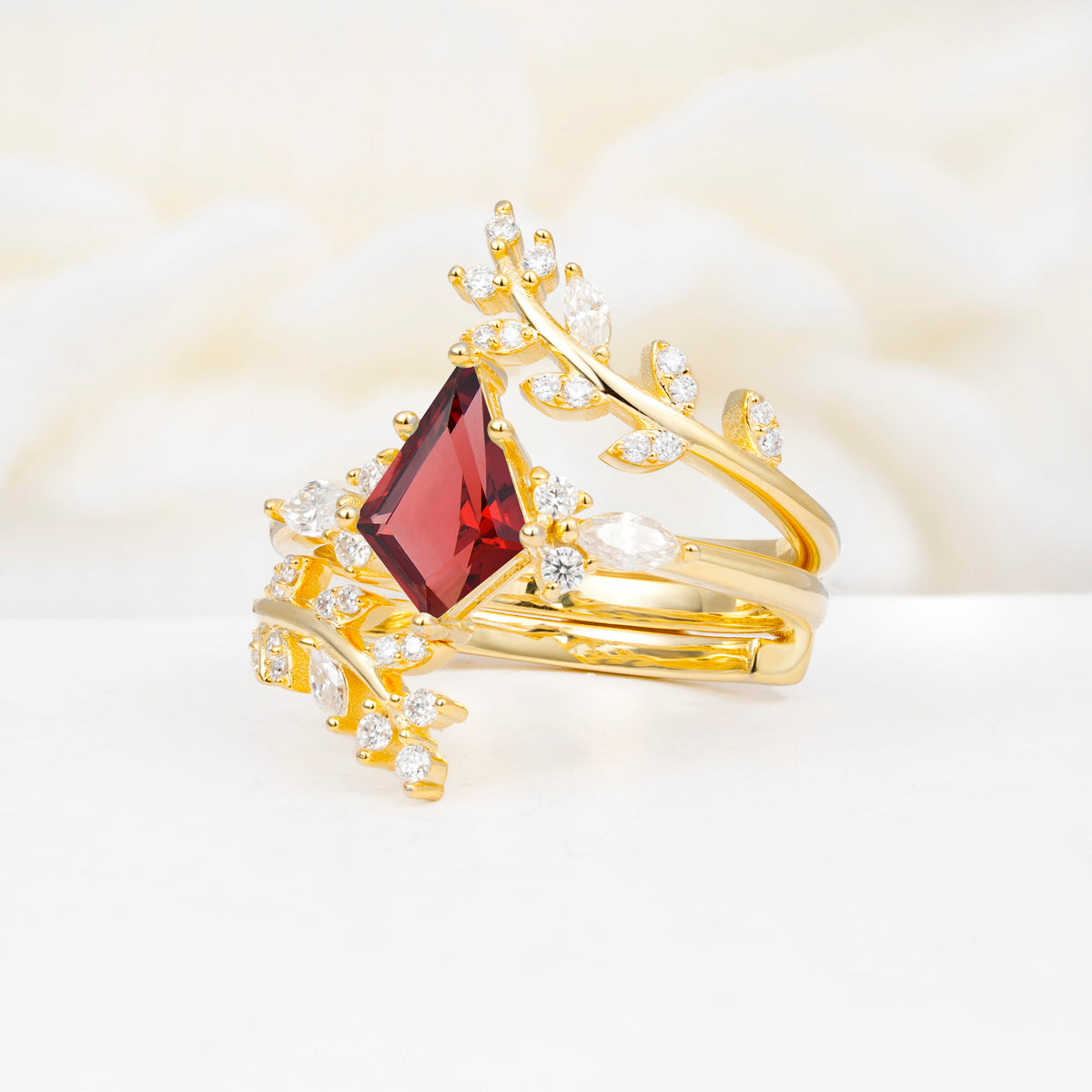 SR17091 Garnet Ring - White-Gold