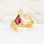 SR17091 Garnet Ring - White-Gold