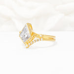 Kite Cut Moissanite Chevron Bridal Ring Set - Rose-Gold