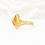 Kite Cut Citrine Chevron Bridal Ring Set - Rose-Gold