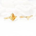 Kite Cut Citrine Chevron Bridal Ring Set - Additional view