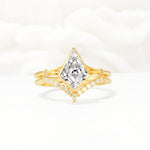 Kite Cut Lab Diamond Chevron Bridal Ring Set - Yellow-Gold