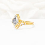 Kite Cut Lab Diamond Chevron Bridal Ring Set - Rose-Gold
