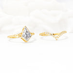 Kite Cut Lab Diamond Chevron Bridal Ring Set - Additional view