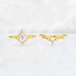 Kite Cut Moissanite Nature-Inspired Bridal Ring Set - Rose-Gold