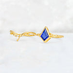 Kite Cut Sapphire Nature-Inspired Bridal Ring Set - White-Gold