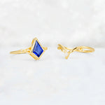 Kite Cut Sapphire Nature-Inspired Bridal Ring Set - Additional view