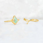 Kite Cut Fire Opal Nature-Inspired Bridal Ring Set - Additional view