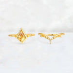 Kite Cut Citrine Nature-Inspired Bridal Ring Set - Rose-Gold
