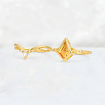 Kite Cut Citrine Nature-Inspired Bridal Ring Set - White-Gold