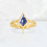 Kite Cut Tanzanite Nature-Inspired Bridal Ring Set - Yellow-Gold