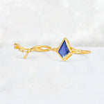 Kite Cut Tanzanite Nature-Inspired Bridal Ring Set - White-Gold
