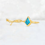 Kite Cut Turquoise Nature-Inspired Bridal Ring Set - White-Gold