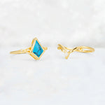 Kite Cut Turquoise Nature-Inspired Bridal Ring Set - Additional view