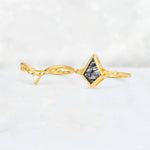 Kite Cut Black Rutilated Quartz Nature-Inspired Bridal Ring Set - White-Gold