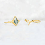 Kite Cut Moss Agate Nature-Inspired Bridal Ring Set - Additional view