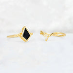 Kite Cut Black Onyx Nature-Inspired Bridal Ring Set - Additional view