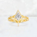 Kite Cut Lab Diamond Nature-Inspired Bridal Ring Set - Yellow-Gold