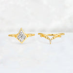 Kite Cut Lab Diamond Nature-Inspired Bridal Ring Set - Rose-Gold