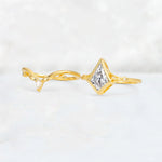 Kite Cut Lab Diamond Nature-Inspired Bridal Ring Set - White-Gold
