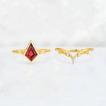 Kite Cut Garnet Nature-Inspired Bridal Ring Set - Rose-Gold
