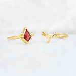 Kite Cut Garnet Nature-Inspired Bridal Ring Set - Additional view