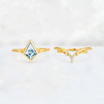 Kite Cut Aquamarine Nature-Inspired Bridal Ring Set - Rose-Gold