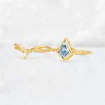 Kite Cut Aquamarine Nature-Inspired Bridal Ring Set - White-Gold