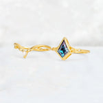 Kite Cut Alexandrite Nature-Inspired Bridal Ring Set - White-Gold