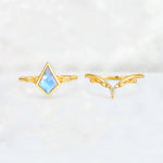 Kite Cut Moonstone Nature-Inspired Bridal Ring Set - Rose-Gold