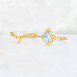 Kite Cut Moonstone Nature-Inspired Bridal Ring Set - White-Gold