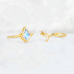 Kite Cut Moonstone Nature-Inspired Bridal Ring Set - Additional view
