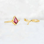 Kite Cut Ruby Nature-Inspired Bridal Ring Set - Additional view