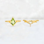 Kite Cut Peridot Nature-Inspired Bridal Ring Set - Rose-Gold