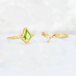 Kite Cut Peridot Nature-Inspired Bridal Ring Set - Additional view