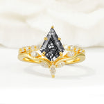 SR17094 Black Rutilated Quartz Ring - Yellow-Gold