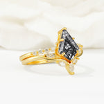 SR17094 Black Rutilated Quartz Ring - Rose-Gold