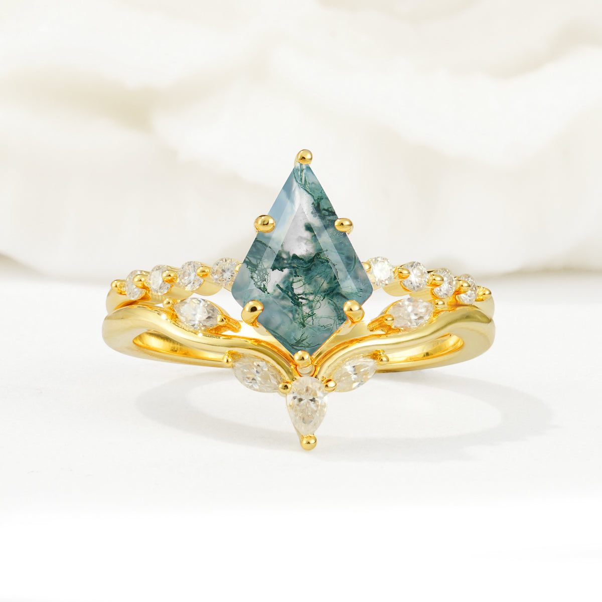 SR17094 Moss Agate Ring - Yellow-Gold