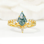 SR17094 Moss Agate Ring - Yellow-Gold
