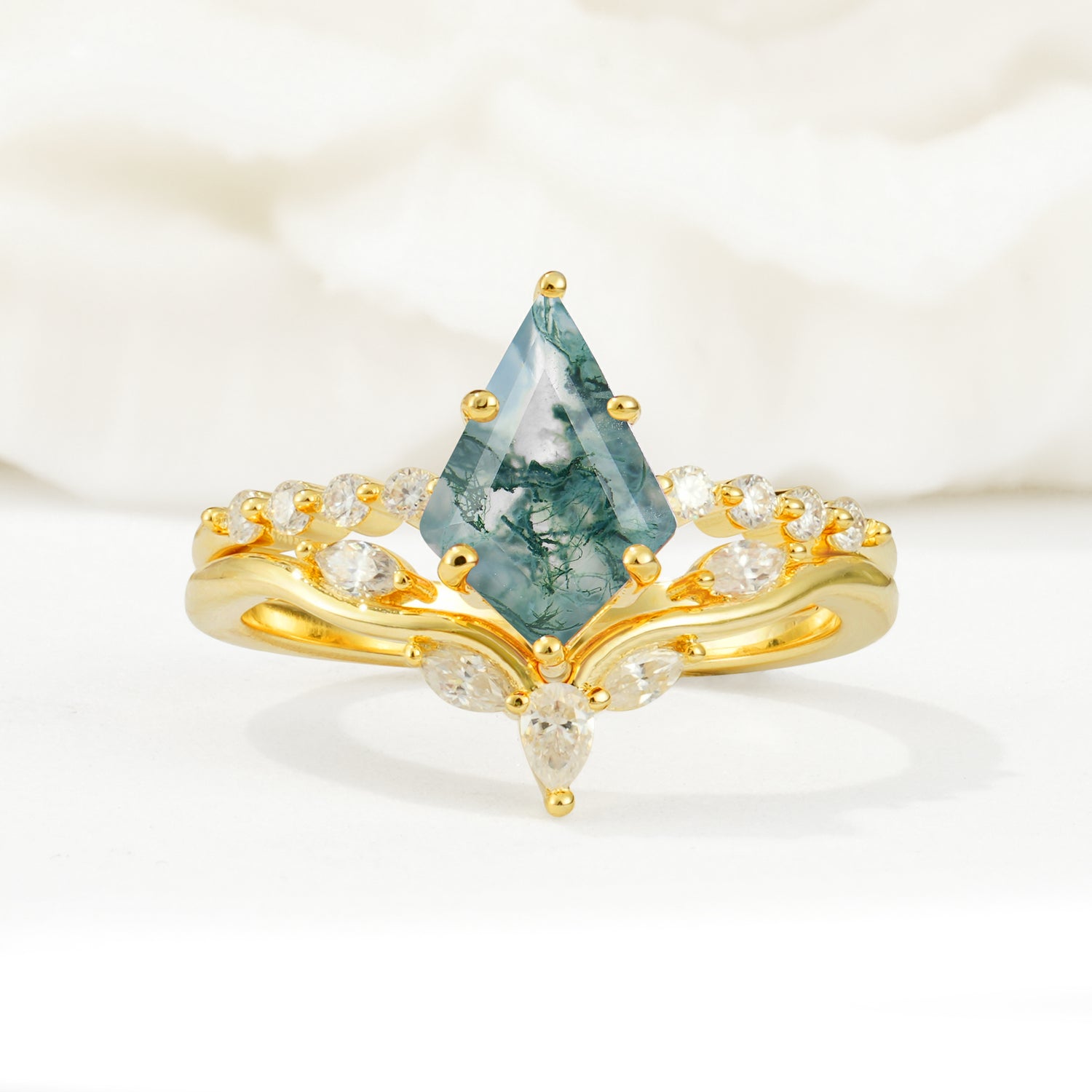 SR17094 Moss Agate Ring - Yellow-Gold