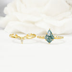 SR17094 Moss Agate Ring - White-Gold