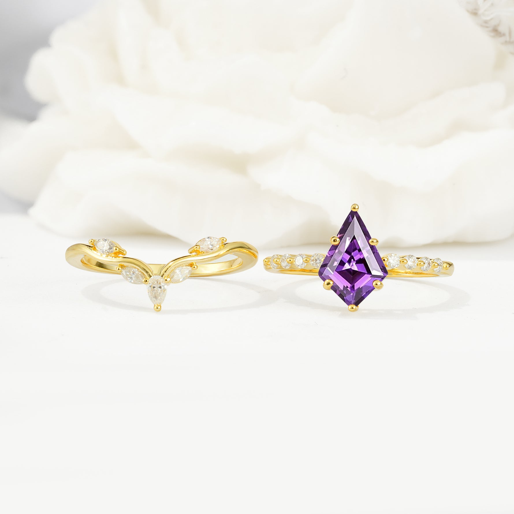 SR17094 Amethyst Ring - White-Gold